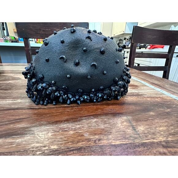 Vintage Mr. John Women's Black Wool Jeweled Hat - Picture 4 of 6